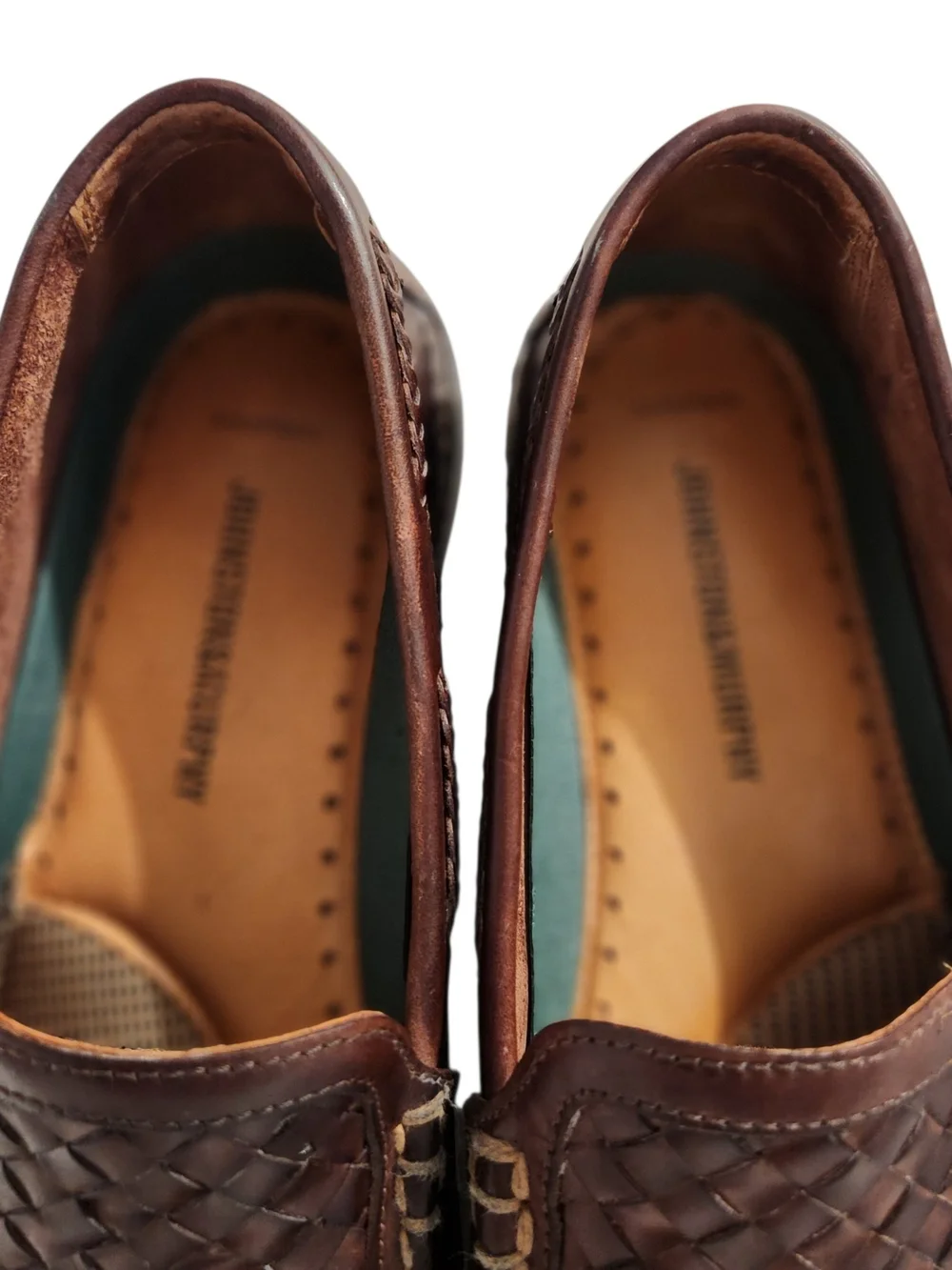 Johnston & Murphy Men's Size 11 Brown Woven Leather Slip-On Boat Shoes Loafers